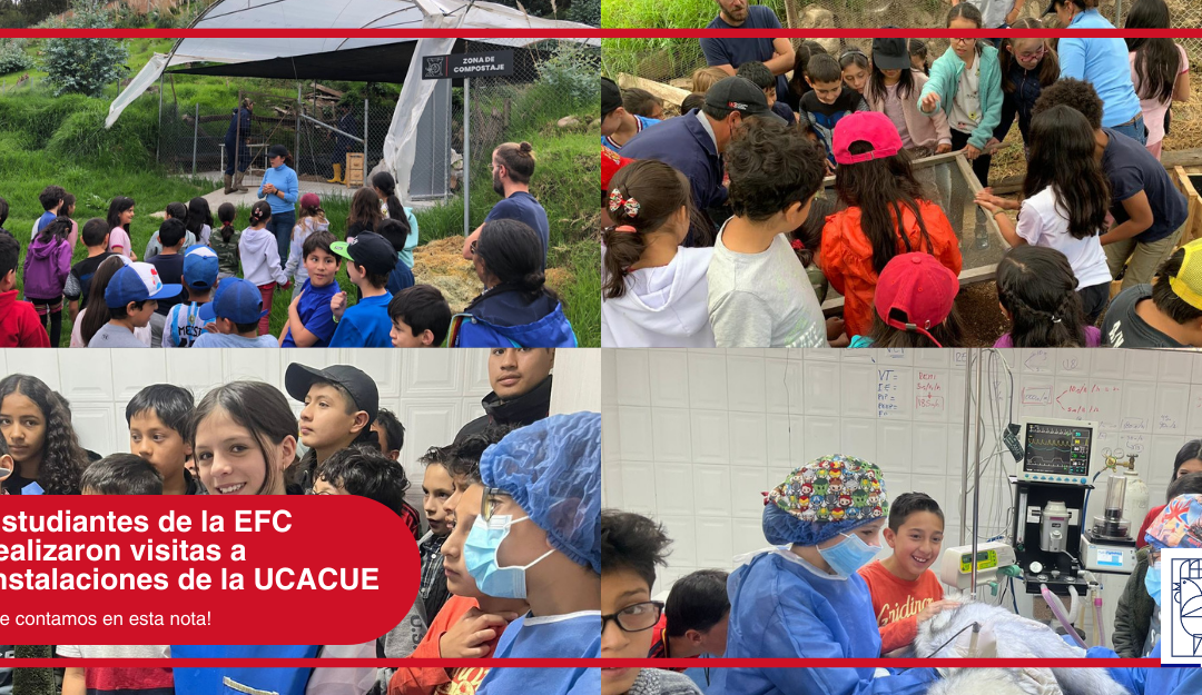 Estudiantes de la Escuela Francesa de Cuenca visitan la granja y clínica de animales de la Universidad Católica de Cuenca.